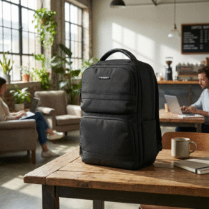Slim Black Laptop Backpack, Water-Resistant Business Travel Bag HB-13