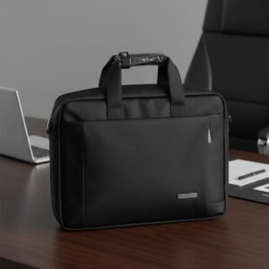 Water Resistant Padded Laptop Bag for Men Shoulder Briefcase (Black) (9205)