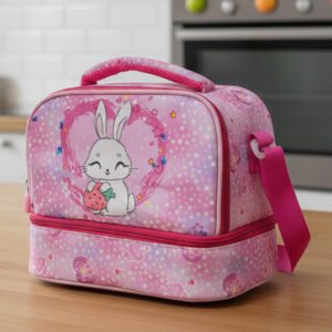 Kids Double Wall Insulated Lunch Bags With Multiple Sections (Pink)