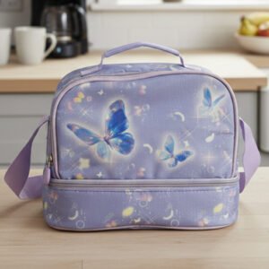 Kids Double Wall Insulated Lunch Bags With Multiple Sections (Butterfly)