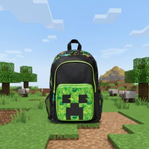 Classic Backpack for Kids – Embossed Creeper Design, Spacious & Durable School Bag