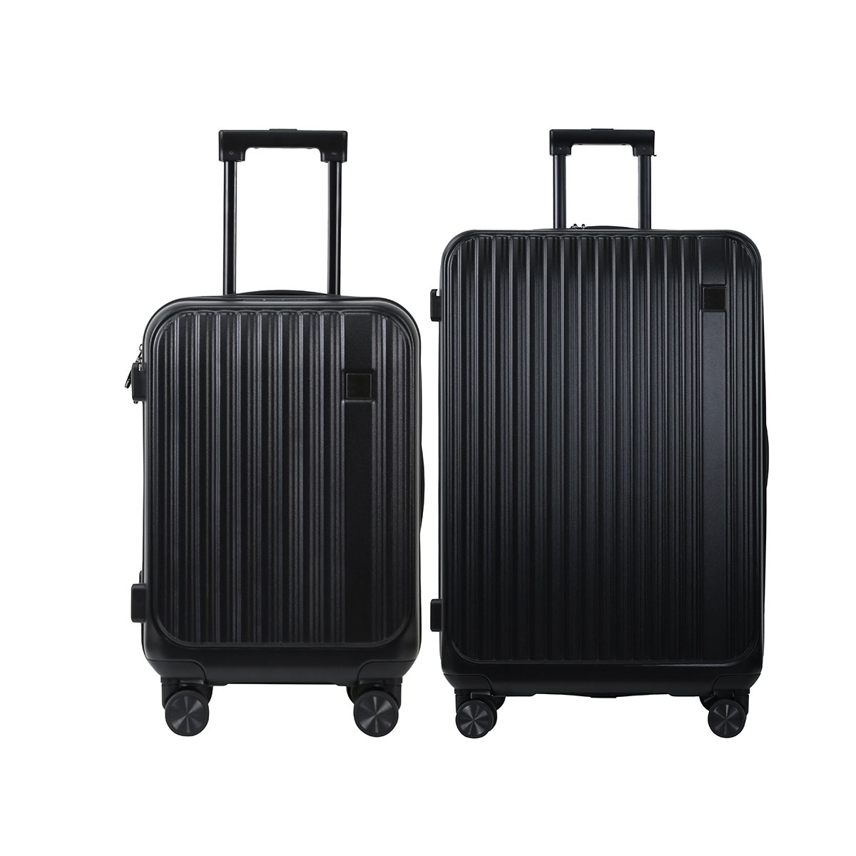 Black Hard Shell Trolley Luggage Set with Spinner Wheels – Lightweight Travel Suitcase with Cup Holder (20" 24" 2 Piece Set) - 6606 No