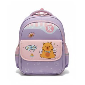 Cute Kids Backpack – Pastel Bear School Bag for Girls, Lightweight Cartoon Backpack for Kindergarten & Preschool