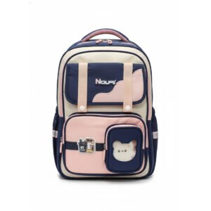 Girls School Backpack Navy Pink – Cute Elementary Bookbag with Multi Pockets, Lightweight Kids Backpack for Kindergarten & Primary School