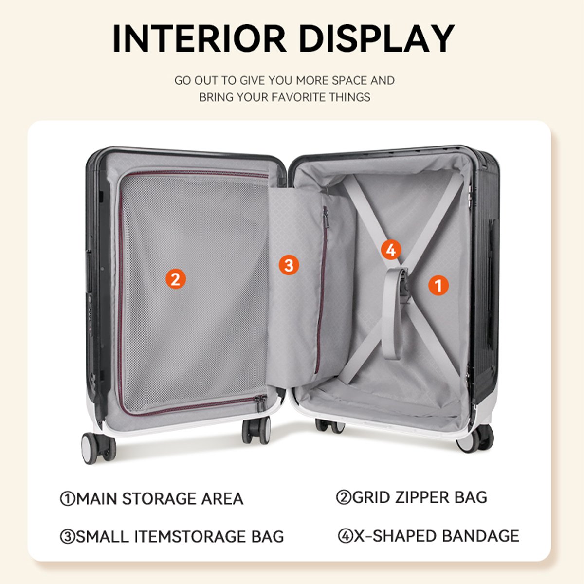 20" & 24" Hard Shell Trolley Luggage Set with TSA Lock – Black Spinner Suitcases - 2501 - Image 4